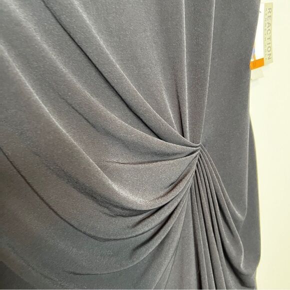 Kenneth Cole Reaction Black Short Sleeve Ruched Asymmetrical Dress Size Medium - Picture 7 of 10